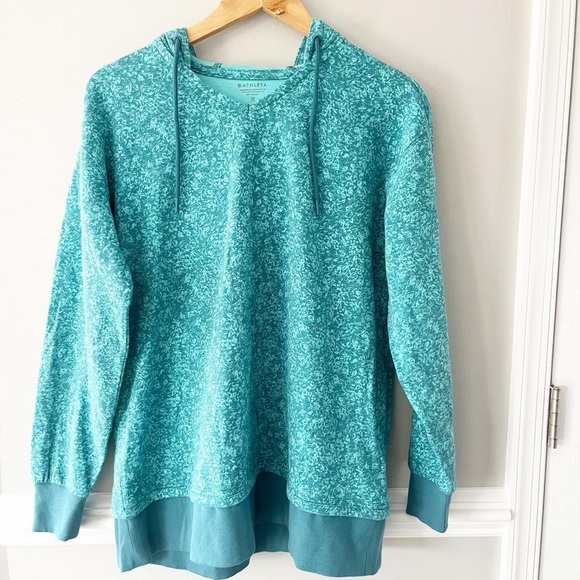 Athleta Sundown Alliance Hoodie XS Aqua Blue Teal Organic Cotton Pullover - Picture 6 of 6